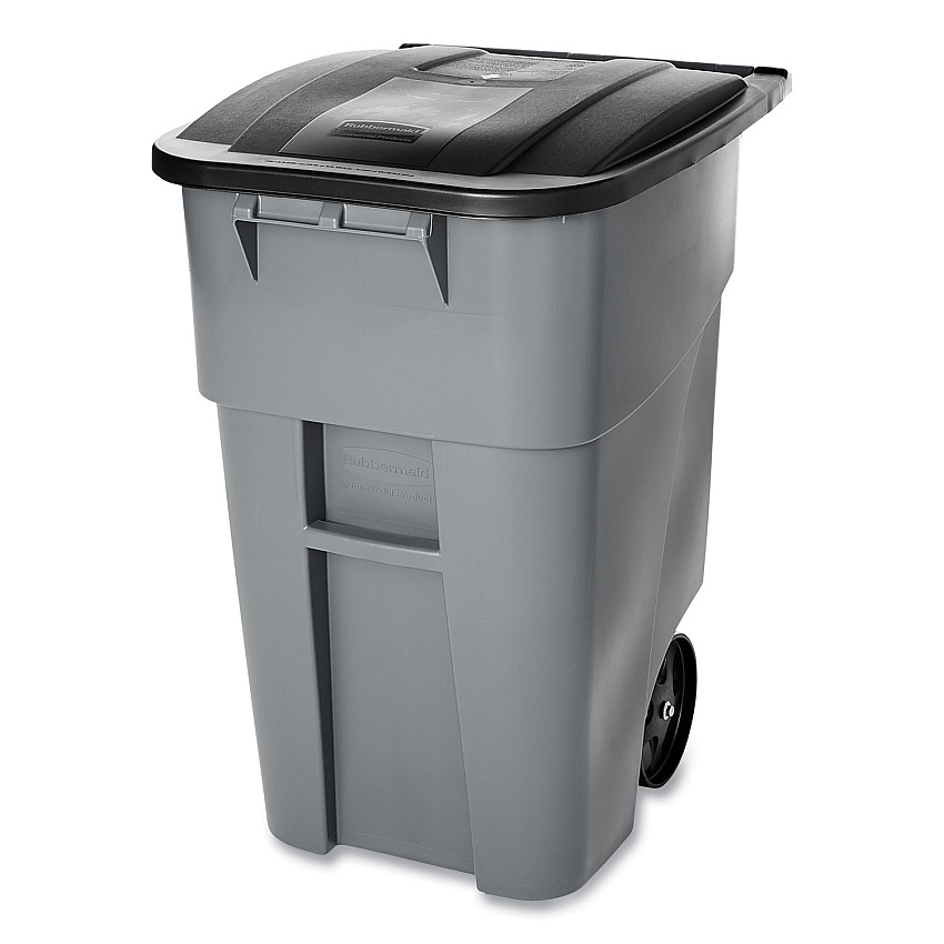 Rubbermaid Commercial Brute Rollout Container, Square, Plastic, 50 gal, Gray (9W27GY)