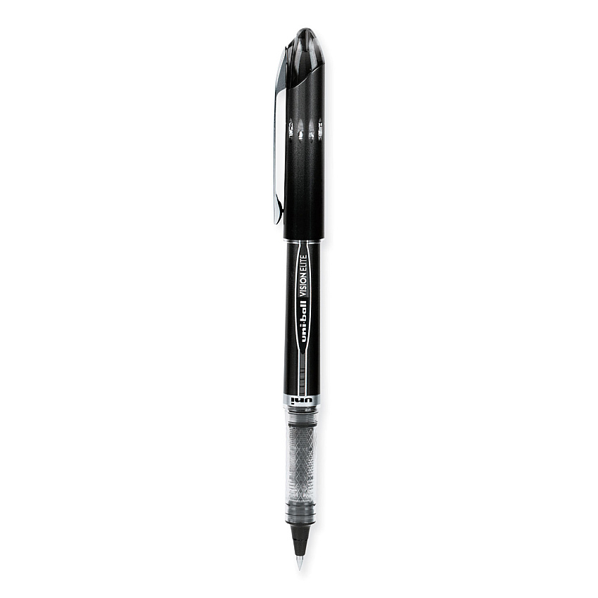 uni-ball VISION ELITE Roller Ball Pen, Stick, Extra-Fine 0.5 mm, Black Ink, Black Barrel (69000)