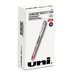 uni-ball VISION ELITE Roller Ball Pen, Stick, Bold 0.8 mm, Red Ink, White/Red Barrel (69023)