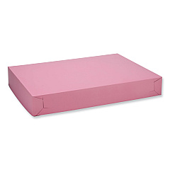SCT White Two-Piece Non-Window Bakery Boxes, 28 x 20 x 4, Pink, Paper, 50/Carton (0899)