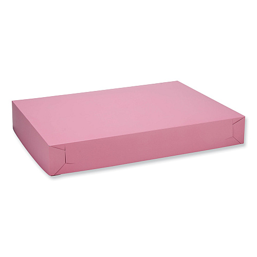 SCT White Two-Piece Non-Window Bakery Boxes, 28 x 20 x 4, Pink, Paper, 50/Carton (0899)