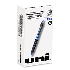 uni-ball Power Tank RT Ballpoint Pen, Retractable, Bold 1 mm, Blue Ink, Translucent Blue Barrel, Dozen (42071)