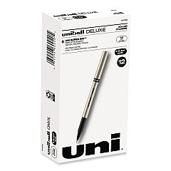 uni-ball Deluxe Roller Ball Pen, Stick, Fine 0.7 mm, Black Ink, Champagne Barrel, Dozen (60052)