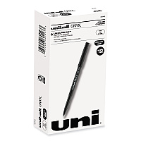uni-ball ONYX Roller Ball Pen, Stick, Fine 0.7 mm, Black Ink, Black Matte Barrel, Dozen (60143)