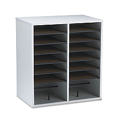 Safco Wood/Laminate Literature/CD Sorter, 16 Sections, 19 1/2 x 11 3/4 x 21, Gray Wood (9422GR)