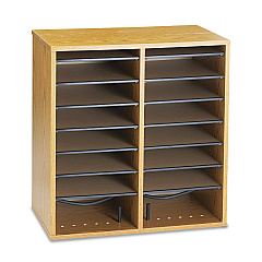 Safco Wood/Laminate Literature/CD Sorter, 16 Section, 19 1/2 x 11 3/4 x 21, Medium Oak (9422MO)