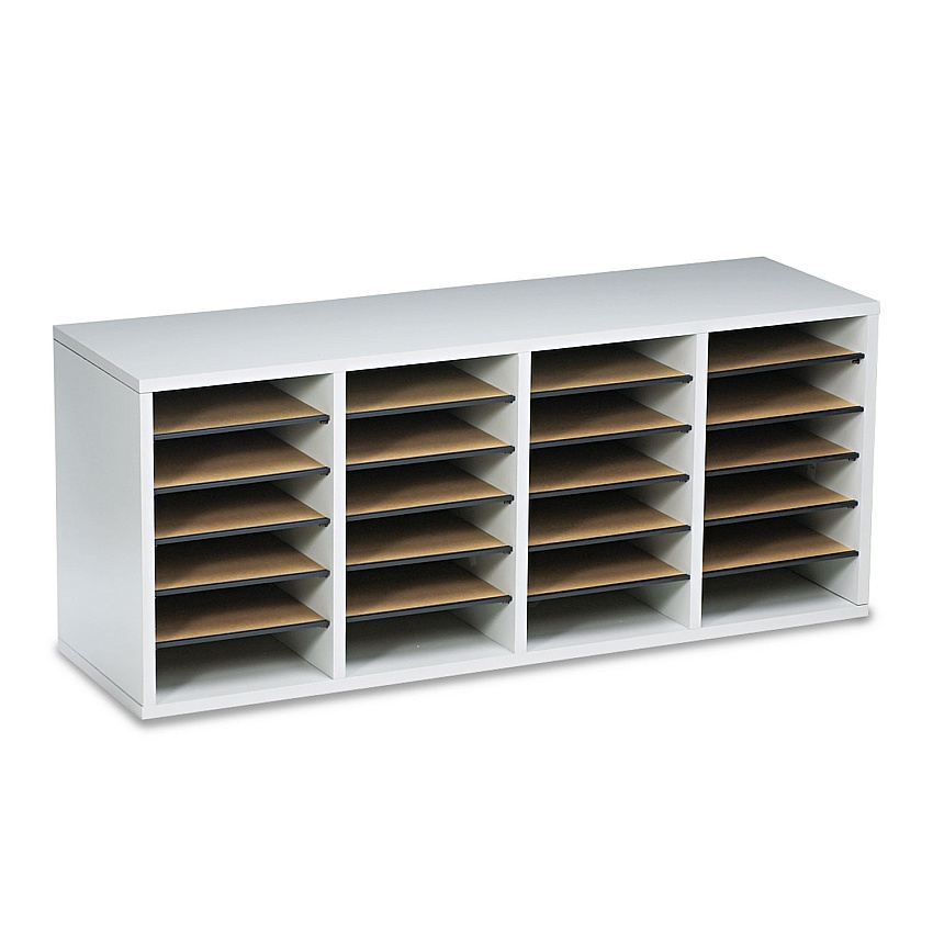 Safco Wood/Laminate Literature Sorter, 24 Sections, 39 1/4 x 11 3/4 x 16 3/8, Gray (9423GR)