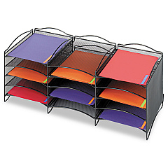 Safco Onyx Steel Mesh Lliterature Sorter, 12 Compartments, Black (9430BL)
