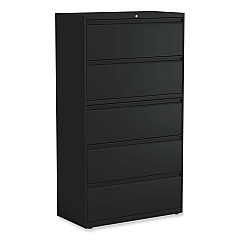 Alera Lateral File, 5 Legal/Letter/A4/A5-Size File Drawers, Black, 36" x 18" x 64.25" (ALEHLF3667BL)