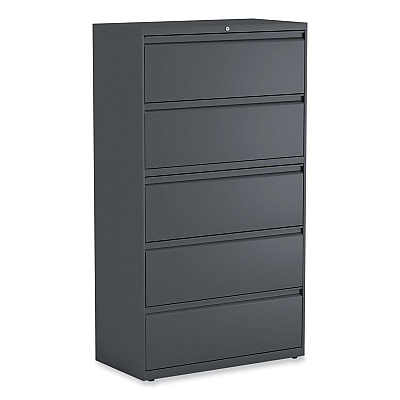 Alera Lateral File, 5 Legal/Letter/A4/A5-Size File Drawers, Charcoal, 36" x 18" x 64.25" (ALEHLF3667CC)