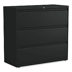 Alera Lateral File, 3 Legal/Letter/A4/A5-Size File Drawers, Black, 42" x 18" x 39.5" (ALEHLF4241BL)