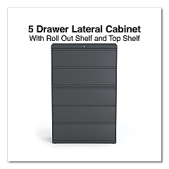Alera Lateral File, 5 Legal/Letter/A4/A5-Size File Drawers, Charcoal, 42" x 18" x 64.25" (ALEHLF4267CC)