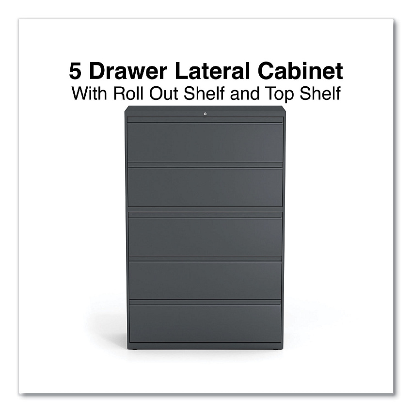 Alera Lateral File, 5 Legal/Letter/A4/A5-Size File Drawers, Charcoal, 42" x 18" x 64.25" (ALEHLF4267CC)
