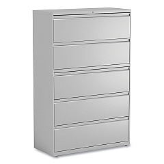 Alera Lateral File, 5 Legal/Letter/A4/A5-Size File Drawers, 1 Roll-Out Posting Shelf, Light Gray, 42" x 18" x 64.25" (ALEHLF4267LG)