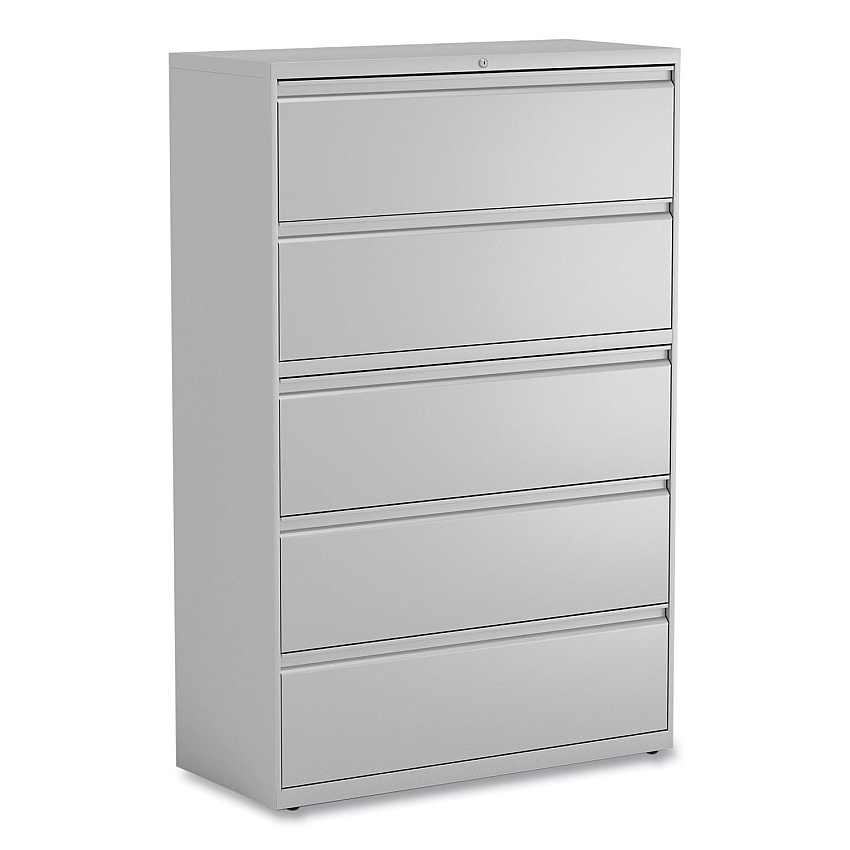 Alera Lateral File, 5 Legal/Letter/A4/A5-Size File Drawers, 1 Roll-Out Posting Shelf, Light Gray, 42" x 18" x 64.25" (ALEHLF4267LG)