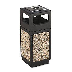Safco Canmeleon Ash/Trash Receptacle, Square, Aggregate/Polyethylene, 15 gal, Black (9470NC)