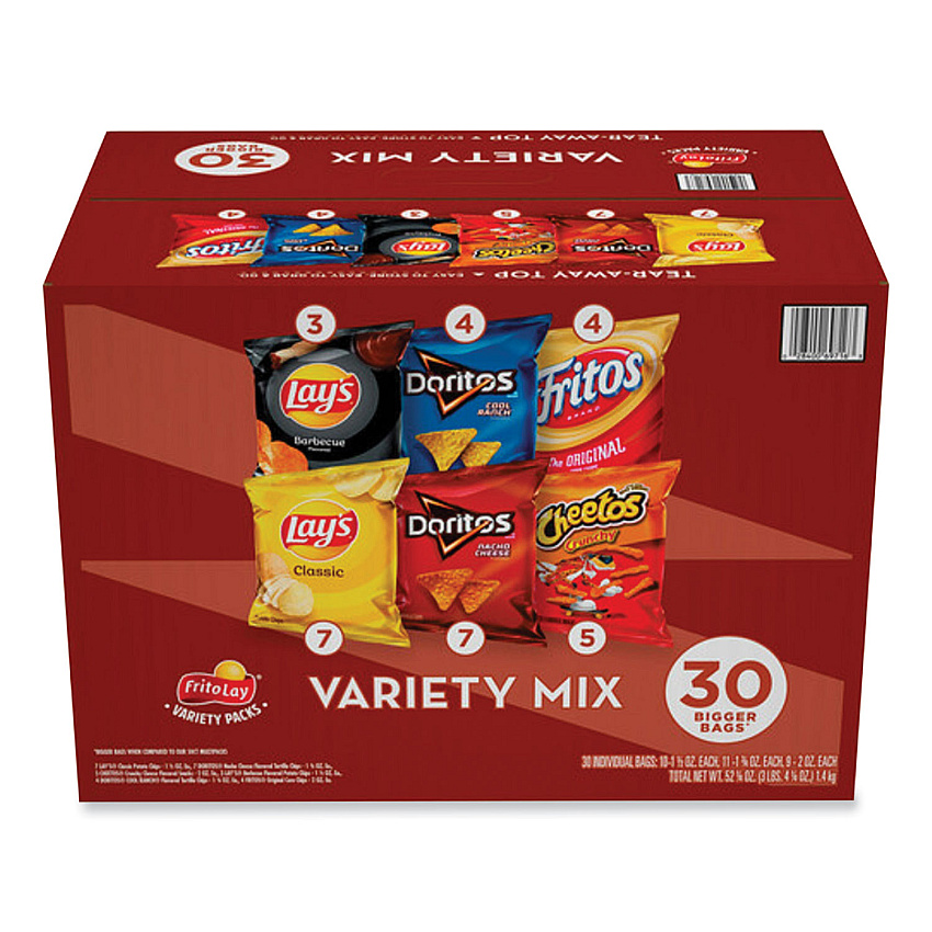 Frito-Lay Classic Variety Mix, Assorted, 30 Bags/Box (70227)