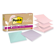 Post-it 100% Recycled Paper Super Sticky Notes, 3" x 3", Wanderlust Pastels, 70 Sheets/Pad, 6 Pads/Pack (R330R6SSNRP)