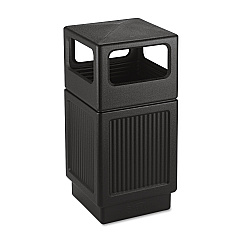 Safco Canmeleon Side-Open Receptacle, Square, Polyethylene, 38 gal, Textured Black (9476BL)