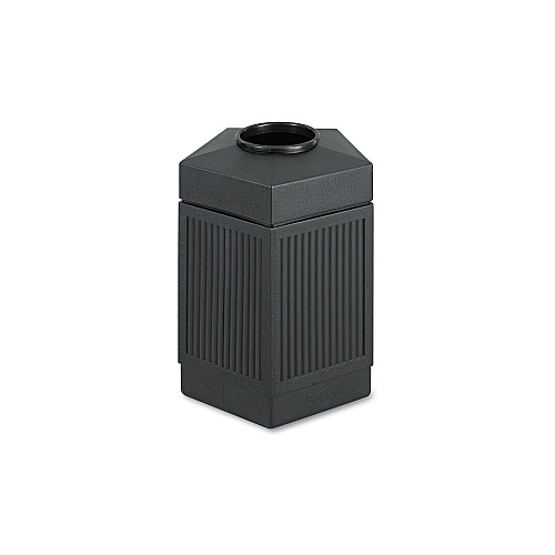 Safco Canmeleon Indoor/Outdoor Receptacle, Pentagon, Polyethylene, 45 gal, Black (9486BL)