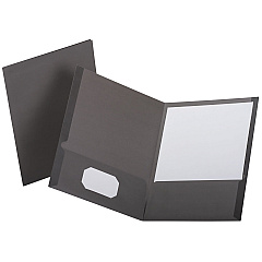 Oxford Linen Finish Twin Pocket Folders, 100-Sheet Capacity, 11 x 8.5, Gray, 25/Box (53405)