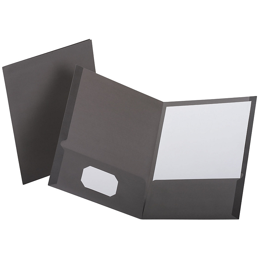 Oxford Linen Finish Twin Pocket Folders, 100-Sheet Capacity, 11 x 8.5, Gray, 25/Box (53405)