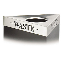 Safco Trifecta Waste Receptacle Lid, Laser Cut "WASTE" Inscription, 20w x 20d x 3h, Stainless Steel (9560WA)