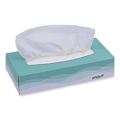 Windsoft Facial Tissue, 2 Ply, White, Flat Pop-Up Box, 100 Sheets/Box, 30 Boxes/Carton (WIN2360)