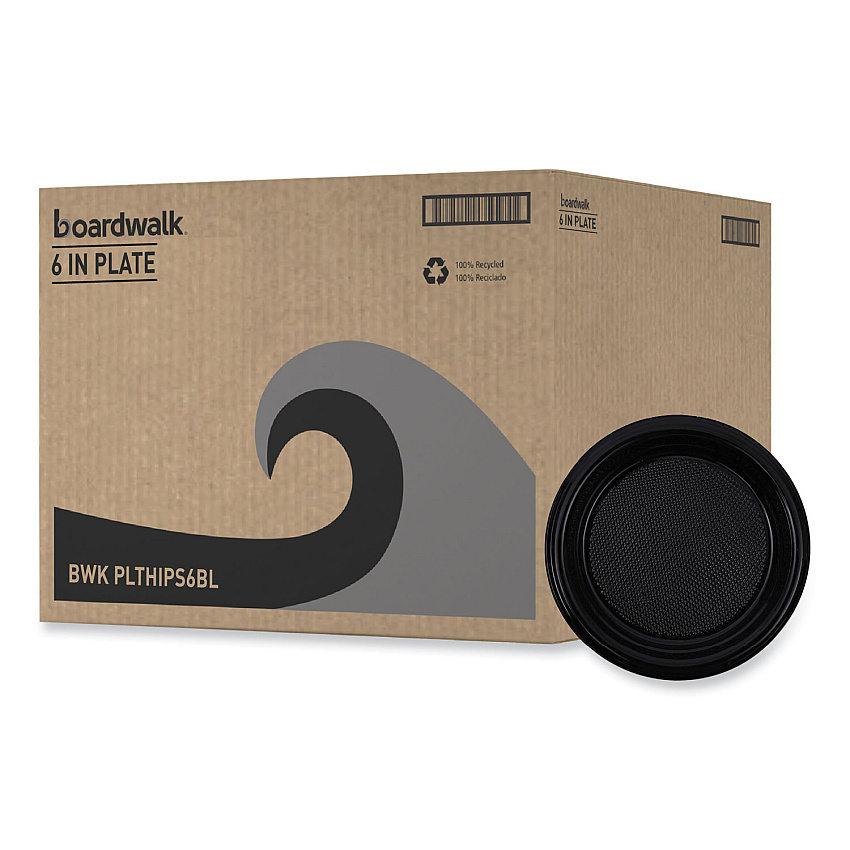 Boardwalk Hi-Impact Plastic Dinnerware, Plate, 6" dia, Black, 1,000/Carton (BWKPLTHIPS6BL)