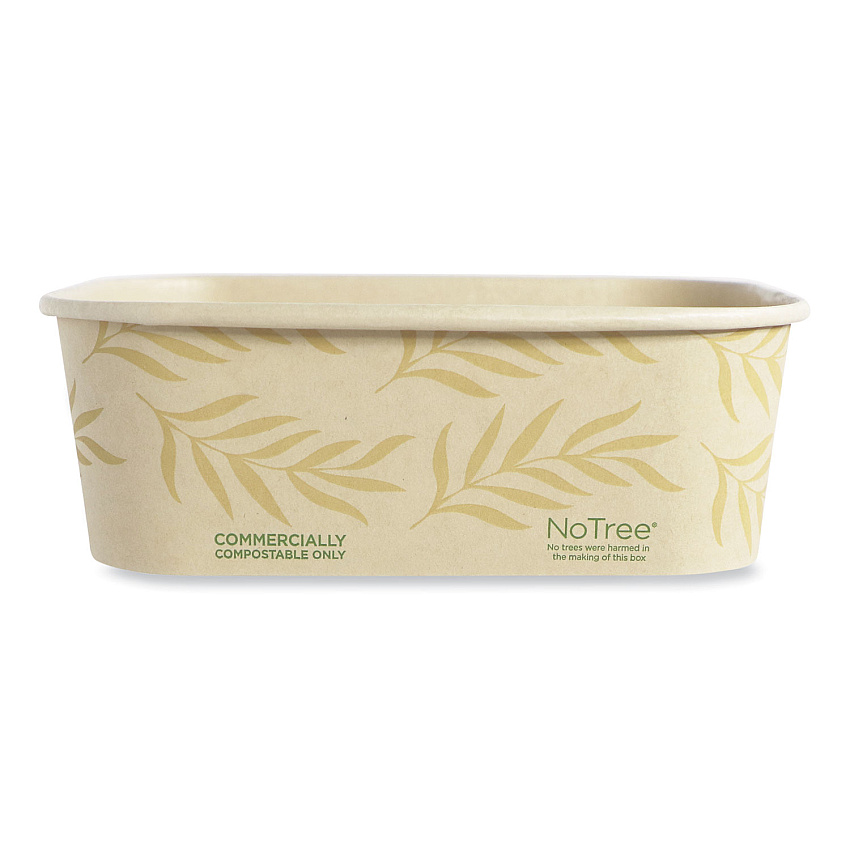 World Centric No Tree Rectangular Containers,  24 oz, 4.7 x 6.8 x 2.3, Natural, Sugarcane, 300/Carton (CTNT24)