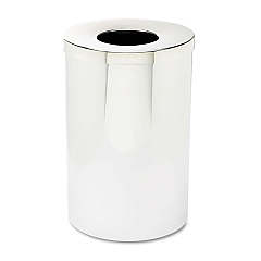 Safco Reflections Open-Top Receptacle, Round, Steel, 35 gal, Chrome/Black (9695)