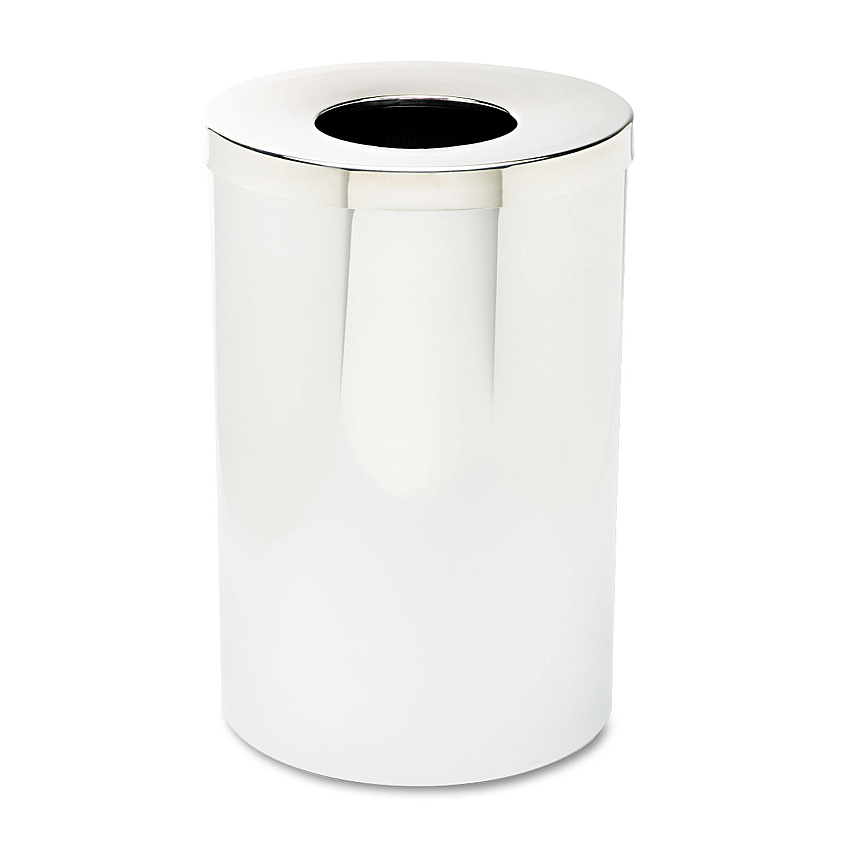 Safco Reflections Open-Top Receptacle, Round, Steel, 35 gal, Chrome/Black (9695)