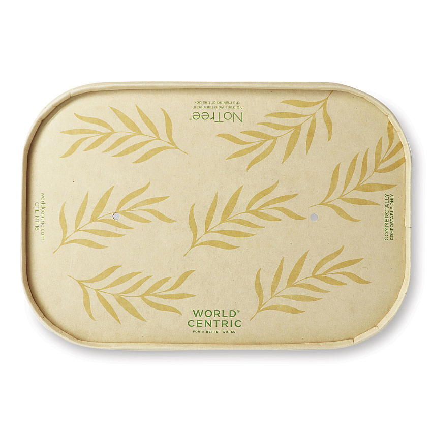 World Centric Paper Lids for Containers, 4.7 x 6.8, Natural, Paper, 300/Carton (CTLNT16)