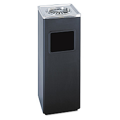 Safco Ash 'N Trash Sandless Urn, Square, Stainless Steel, 3 gal, Black/Chrome (9696BL)
