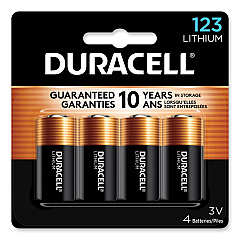 Duracell Specialty High-Power Lithium Batteries, 123, 3 V, 4/Pack (DL123AB4PK)