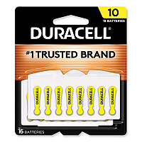 Duracell Hearing Aid Battery, #10, 16/Pack (DA10B16ZM10)