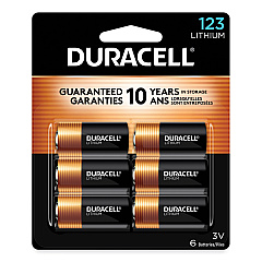 Duracell Specialty High-Power Lithium Batteries, 123, 3 V, 6/Pack (DL123AB6PK)