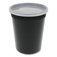 Pactiv Newspring DELItainer Microwavable Container, 32 oz, 4.55 x 4.55 x 5.55, Black/Clear, Plastic, 240/Carton (YSD2532B)