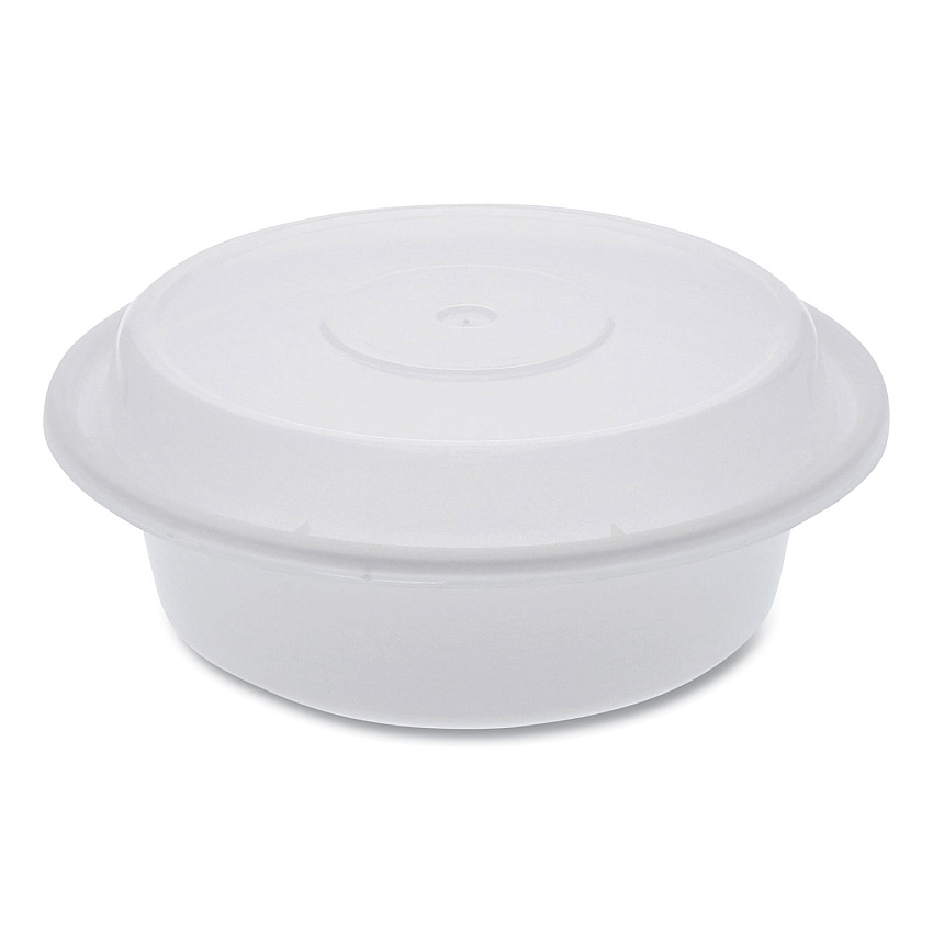 Pactiv Newspring VERSAtainer Microwavable Containers, Round, 16 oz, 6 x 6 x 1.5, White/Clear, Plastic, 150/Carton (NC718)