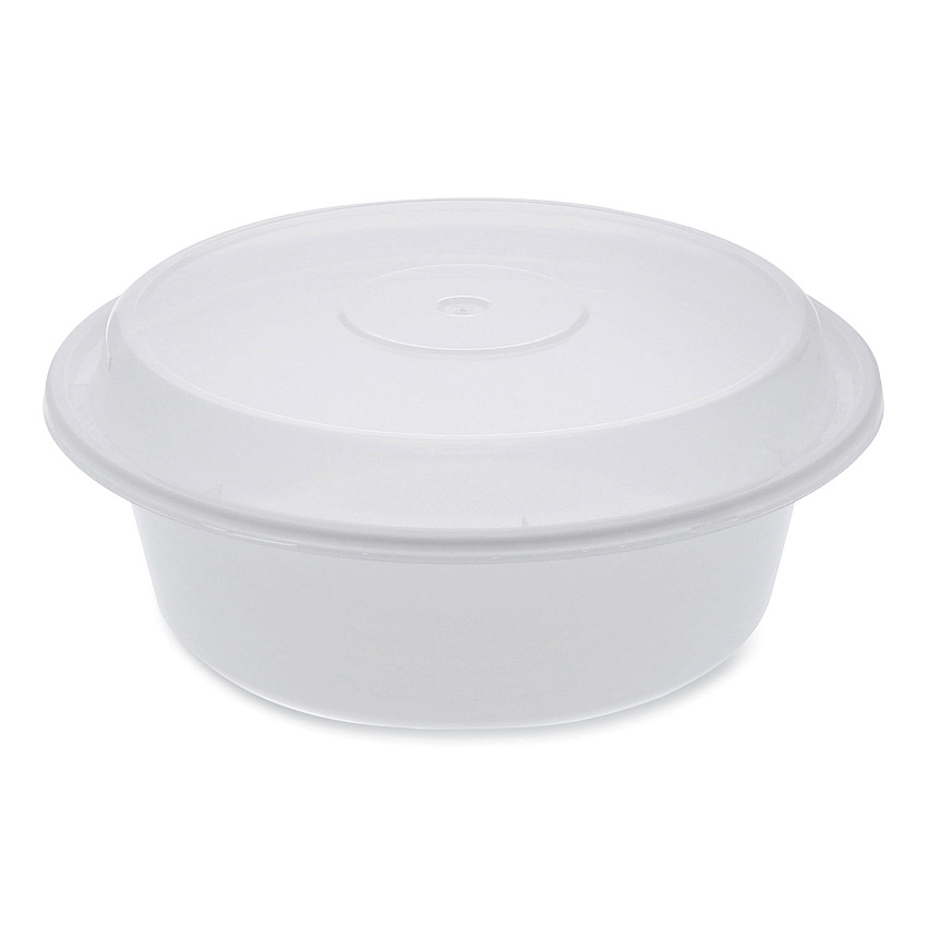 Pactiv Newspring VERSAtainer Microwavable Containers, Round, 32 oz, 7 x 7 x 2.75, White/Clear, Plastic, 150/Carton (NC729)
