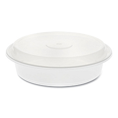 Pactiv Newspring VERSAtainer Microwavable Containers, Round, 35 oz, 8 x 8 x 2.5, White/Clear, Plastic, 150/Carton (NC737)