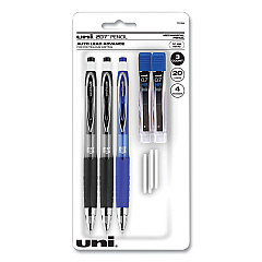 uni-ball 207 Mechanical Pencil with Lead and Eraser Refills, 0.7 mm, HB (#2), Black Lead, Assorted Barrel Colors, 3/Set (70139)