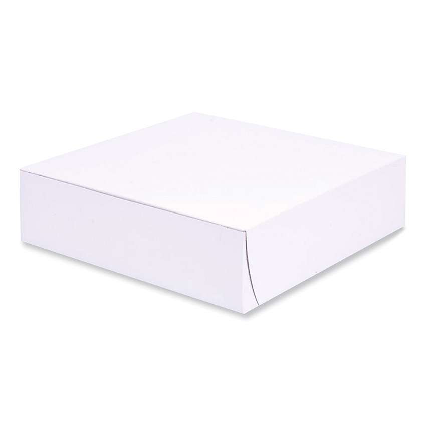 SCT Bakery Boxes, Standard, 9 x 9 x 2.5, White, Paper, 250/Carton (1553)