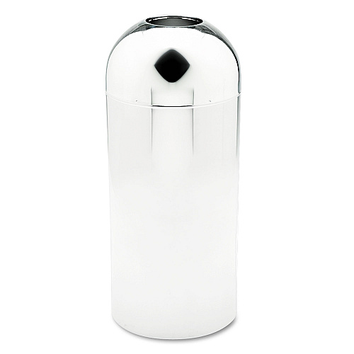 Safco Reflections Open-Top Dome Receptacle, Round, Steel, 15 gal, Chrome (9875)