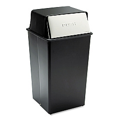 Safco Reflections Push Top Square Receptacle, Steel, 36 gal, Black/Chrome (9895)