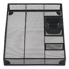 Universal Metal Mesh Drawer Organizer, Six Compartments, 15 x 11.88 x 2.5, Black (UNV20021)