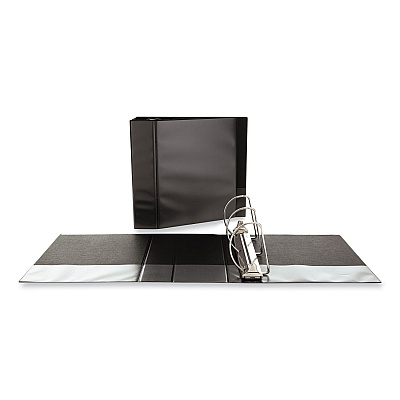 Universal Slant-Ring View Binder, 3 Rings, 5" Capacity, 11 x 8.5, Black (UNV20998)