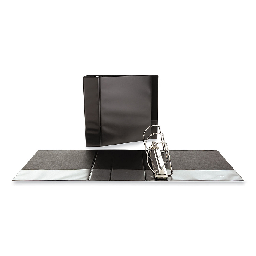 Universal Slant-Ring View Binder, 3 Rings, 5" Capacity, 11 x 8.5, Black (UNV20998)