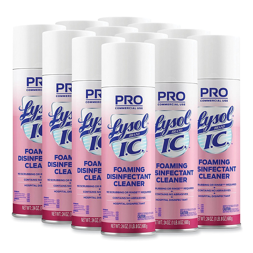 LYSOL Brand I.C. Foaming Disinfectant Cleaner, 24 oz Aerosol Spray, 12/Carton (95524CT)