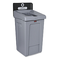 Rubbermaid Commercial Slim Jim Recycling Station 1-Stream, Landfill Recycling Station, 33 gal, Resin, Gray (2171554)